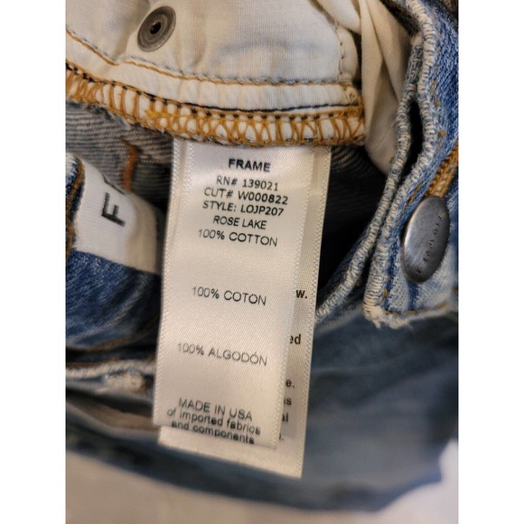 Frame Denim Le Original Size 27 Rose Lake Embroirdered Jeans Straight Leg - Picture 5 of 5